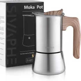 Sivaphe 445045977970 Stovetop Espresso Maker Stainless-steel 2 Cups Coffee Induction