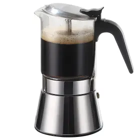 Sixaquae 735843615929 Stovetop Espresso Maker Crystal Glass-top And Stainless Steel Moka Po