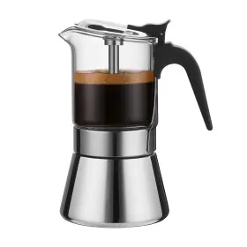 Sixaquae 735843791470 Moka Induction Stovetop Espresso Maker With Pressure Valve Crystal Glass-top