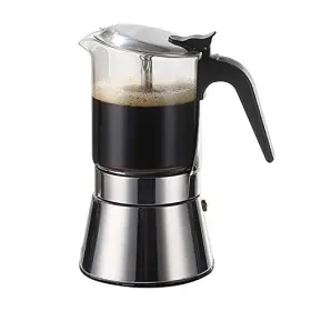 Sixaquae 735843791777 Moka Induction Stovetop Espresso Maker Crystal Glass-top And Stainless Steel Es