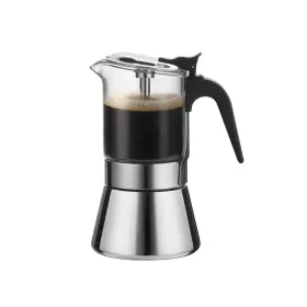 Sixaquae 768490185590 Moka Induction Stovetop Espresso Maker With Pressure Valve Crystal Glass-top