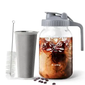Slow Slog 797424202409 Cold Brew Coffee Maker 32oz Mason Jar Pitcher With Lid Ic