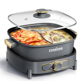 Stariver B0fcly4prh Hot Pot Electric Divider Large 6l Nonstick Double-flavor