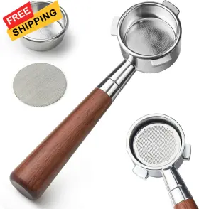 Jtjs-0010-01 Stochastic Box 54 Mm Bottomless Portafilter With Puck Screen 3 Ear Rosewood Handle
