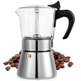 Suiitat 717701867114 Induction Moka Pot 9 Cups 15.9 Oz Crystal Glass-top And Stainless Steel