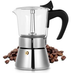 Suiitat Kps61-6-slv Induction Moka Pot 6 Cups 10.6 Oz Crystal Glass-top And Stainless Steel Moka