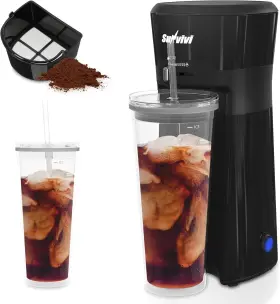 Zec002bk-sv Sunvivi 20 Oz Iced Coffee Maker For Ground Cold Brew Black With Cup