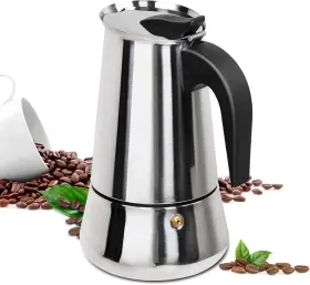 Supvision 744110359183 2 Cup Moka Pot Stainless Steel 100ml Italian Espresso Coffee Maker Stovetop Coff