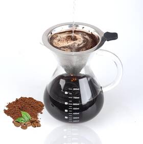 T-mark 445052597598 T-mark Pour Over Coffee Maker With Reusable Double-layer Stainless Steel Filter