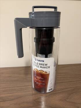 Takeya 885395103136 2 Quart Cold Brew Coffee Maker Black Bpa Free Dishwasher Safe Gray Lid