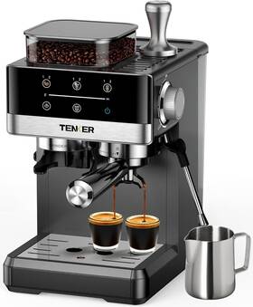 Tenker Cm5520 Espresso Machine With Grinder 20 Bar Coffee Milk Black