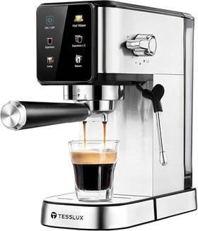 Tesslux Txem-2406 20bar Espresso Machine With Dual Boiler Lcd Touch Control And Milk Sliver