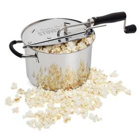 Time For Treats Vkp1160 Stovepop Stainless Steel Popcorn Popper - Gearless Hand 6 Quart Silver
