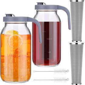 Tioncy Boo-tioncy-6719 2 Sets Glass Cold Brew Coffee Maker 64oz Mason Jar Iced Pitcher With Filter