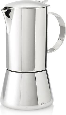 Tisch-accessoires Gmbh Ci342246 Stainless Steel Stovetop Espresso Maker - 10 Cup Polished Induction