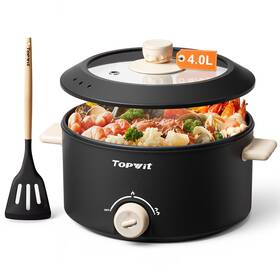 Topwit B0d7zthrdp 4.2 Quart Electric Hot Pot Non-stick Dual Power With Lid - Family Cooking
