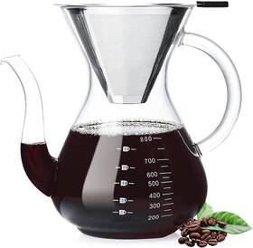 Unbreakable 744110796179 Pour Over Coffee Maker With Double Stainless Filter 8-cup Thickened