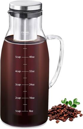 Unbreakable Y-001 Cold Brew Coffee Maker 1.5l Borosilicate Glass Stainless Steel Filter Bpa