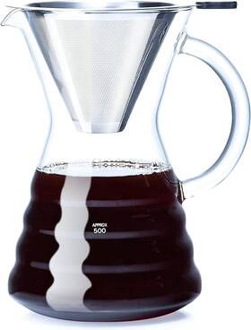 Unbreakable Y-4115 Pour Over Coffee Maker With Permanent Stainless Filter 8 Cup Thicke