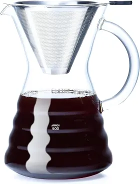 Y-4115 Unbreakable Pour Over Coffee Maker With Permanent Stainless Filter 8 Cup Thicke