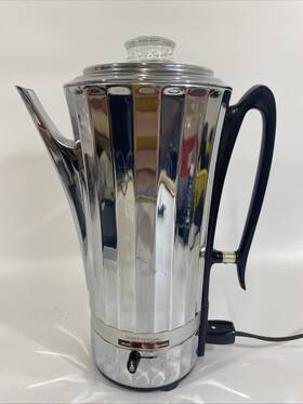 Universal 4582 Art Deco Glass Lid Coffeematic Electric Coffee Percolator Read