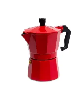 9511-3 Uniware Aluminum Vintage Espresso Stovetop Coffee Maker 3-cup Red K-cup Pod