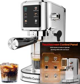 Urintells Cuising Em5110-us Espresso Machine 20 Bar Touchscreen Maker With Steam Milk Silver