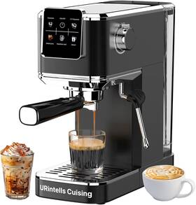 Urintells Cuising Em5220-us Espresso Machine 20 Bar Touch Screen Maker With Steam Milk Black
