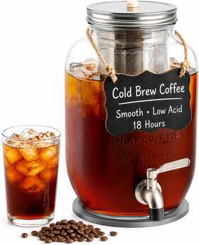 Va1kene 726084508477 1 Gallon Cold Brew Coffee Maker Heavy Duty Glass Iced With Stainl