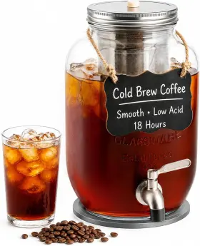 Va1kene 726084508477 1 Gallon Cold Brew Coffee Maker Heavy Duty Glass Iced With Stainl