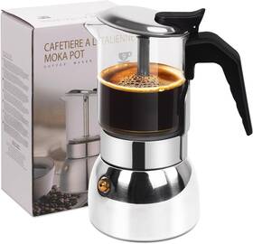 Vaolvpant 313056346313 No Coating Glass Clear Moka Pot Thickened 304 Stainless Steel Stovetop Espresso