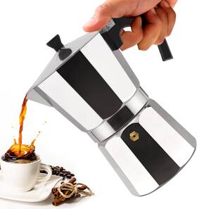 Vaolvpant 445007812806 2 Cup Aluminum Moka Pot Stovetop Espresso Coffee Maker 100ml 3.3oz