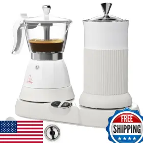 B0dfy4664p Vaolvpant Electric Espresso Machine Milk Frother 2 In 1 Efficient Moka Pot