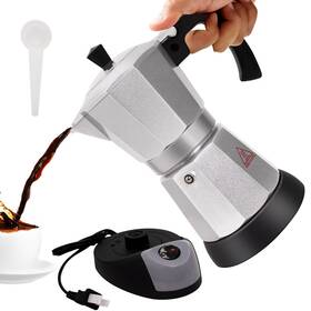 Vaolvpant B0dm91sbcj Electric Aluminum Moka Pot 5-6 Cup 270ml Espresso Maker Detachable