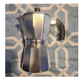 Vasconia 5039987 6-cup Stovetop Moka Pot Espresso Maker Aluminum Silver/black