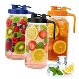 Vb-3p Veri Beond 64oz Mason Jar Pitcher - Airtight And Leakproof Glass 1 Black Blue Yellow