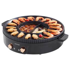 Vevor B0f63rxcbx Hot Pot Grill 1800w 2-in-1 Electric Smokeless And Korean