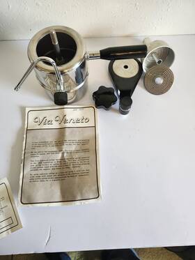 Via Veneto Vv-123 Stovetop Espresso Maker 4-cup 8 Oz Silver/black Metal