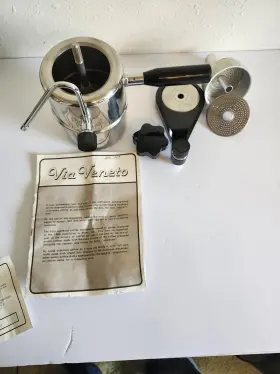 Vv-123 Via Veneto Stovetop Espresso Maker 4-cup 8 Oz Silver/black Metal