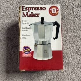 Vida Mia Vm59030 Espresso Stove Top Coffee Maker 1 Cup Aluminum New
