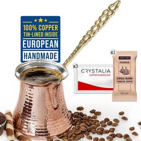 Volarium 5823749520 Turkish Coffee Pot Greek Arabic Maker Hammered Copper Cezve