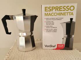 Vonshef 060147559248 Italian Espresso Macchinetta Stove Top Coffee Pot Aluminum 6 Cups