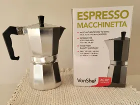 Vonshef 060147559248 Italian Espresso Macchinetta Stove Top Coffee Pot Aluminum 6 Cups