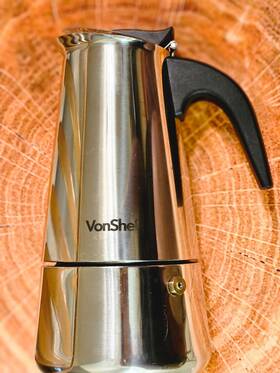 Vonshef 9007871 6 Cup Coffee Stainless Steel Stovetop Espresso Maker Moka Pot Never Used