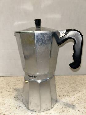 Vonshef Coffeemaker-wooden-black-6cup Italian Coffee Maker Espresso Pot 6 Cup