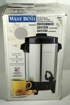 West Bend 58036 36 Cup Regal Automatic Coffee Maker Percolator Polished Aluminum