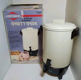 58130 West Bend Vintage Party Perk 12-30 Cup Automatic Coffee Maker Percolator Urn