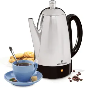 54159 West Bend 800689657645 Classic Stainless Steel Electric Coffee Percolator Detachable 12-cup