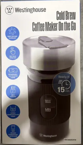 Westinghouse 895091303712 Cold Brew Coffee Maker On The Go. Color Yellow