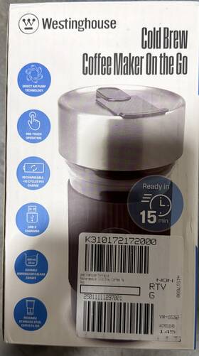 Westinghouse Wkcmgo101rd Cold Brew Coffee Maker On The Go. Color Red